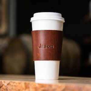 Personalized Full Grain Leather Coffee Sleeve-The Lumberjack