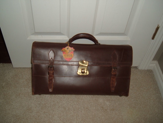 Vintage 50's McBrine Baggage sachel.  Key include… - image 1