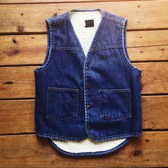 Sears Vintage Denim & Shearling Vest