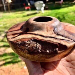 Hand turned juniper hollowform dry vase