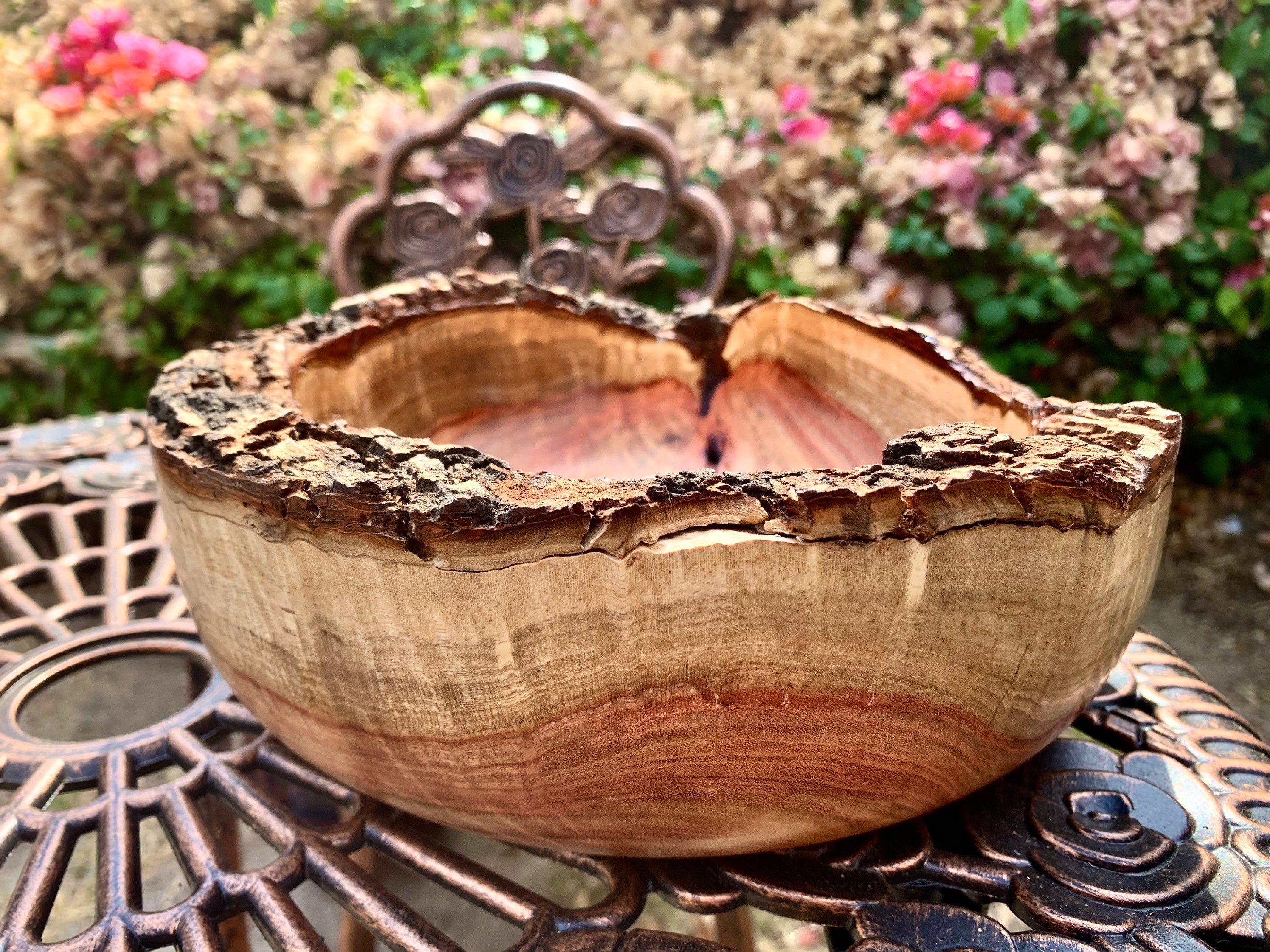 Large curly carob live edge wood bowl Etsy