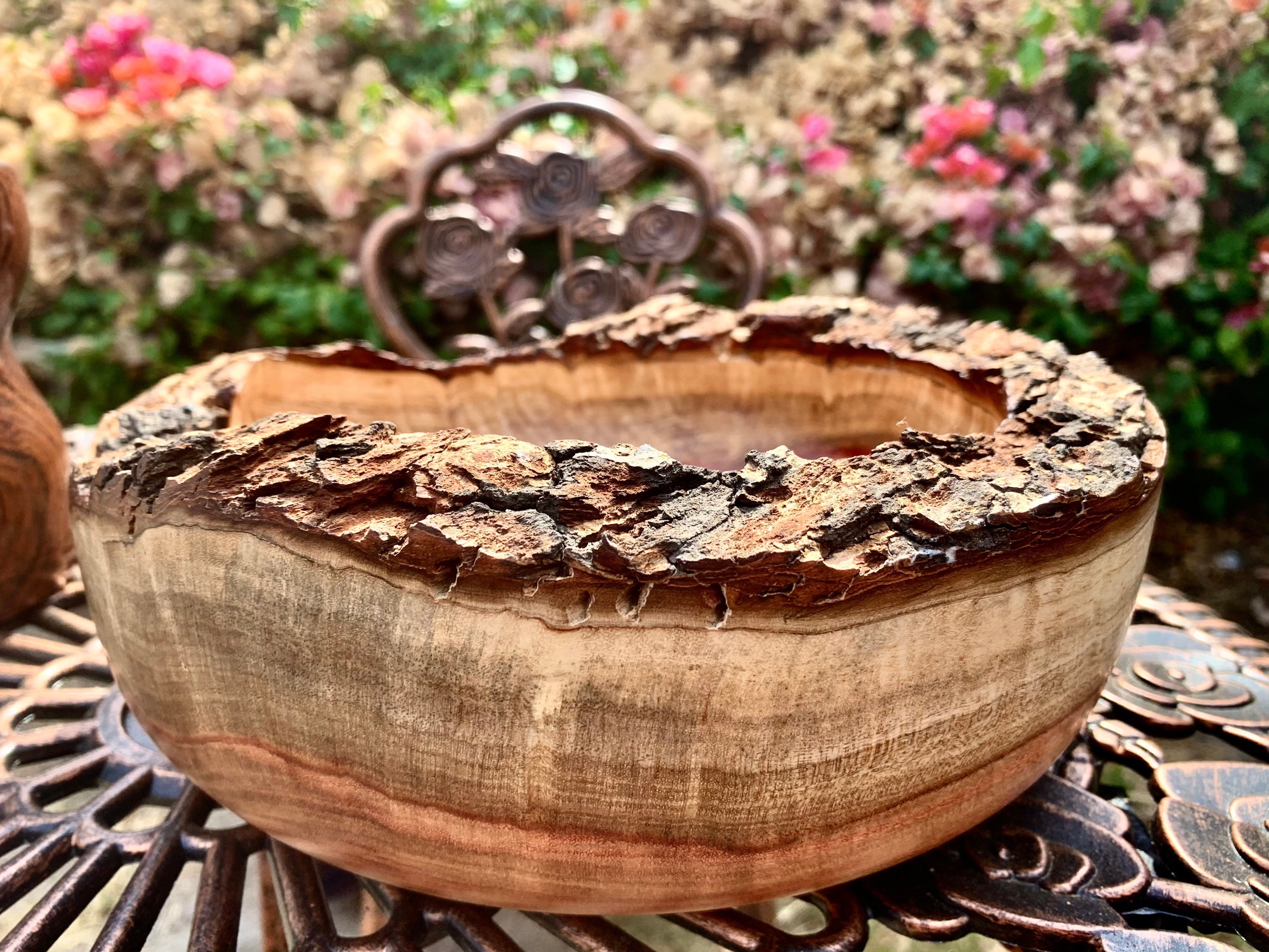 Large curly carob live edge wood bowl Etsy