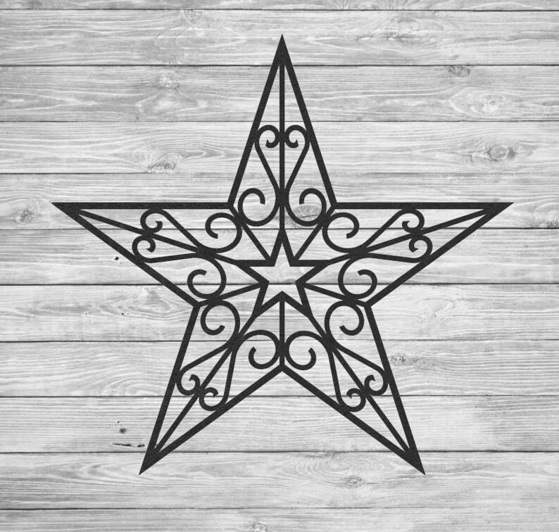 Large Wrought Iron Inspired Wall Hanging Star with Scrolls Etsy