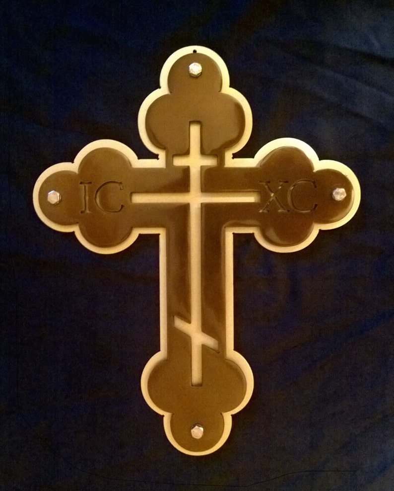 3D Wall Hanging Orthodox Cross Multilayered Bronze and Gold Etsy