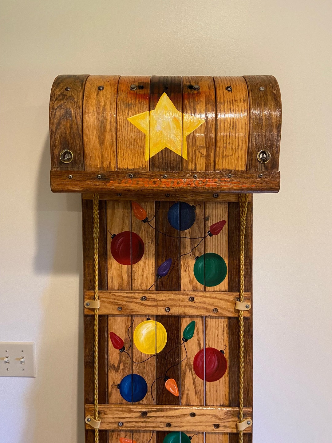 Vintage 6' Toboggan Hand Painted Christmas Ornaments and Lights Etsy