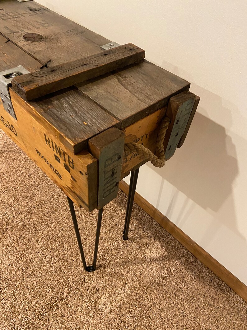 Antique Wooden Ammo Box With Hinged Lid on Hairpin Legs Etsy