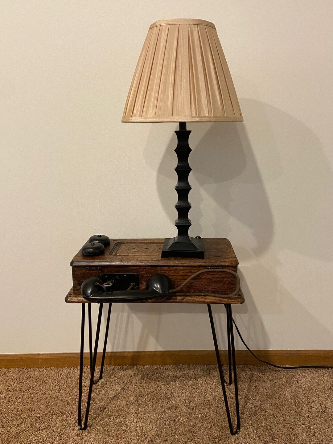 Antique Telephone on Cast Iron Hairpin Legs Etsy