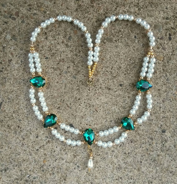 Emerald Green Collar Necklace Etsy