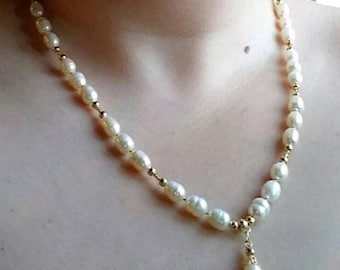 Collier Perle et Or 22in