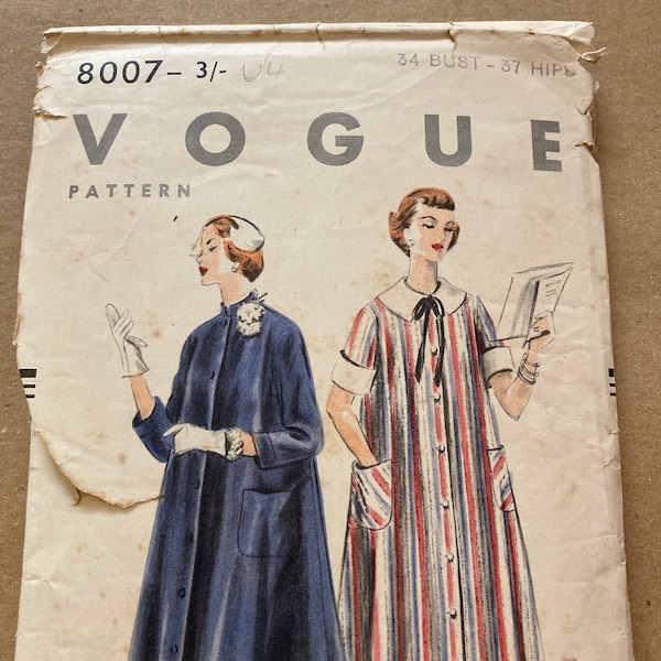 VINTAGE VOGUE Classic 50er Damen Umstandskleid, Robe & Ungenähtes Schnittmuster #8007 ©1953