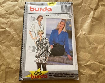 VINTAGE BURDA 90's Women's Blouse / Shirt in 3 styles Oversized Look sewing pattern #3618 Sizes: 8 - 18