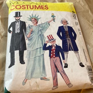 VINTAGE McCall's 90's Historical American Costume / Fancy Dress / Cos Play / Halloween sewing pattern #8701 Ages 12 - 14 Boys & Girls ©1997