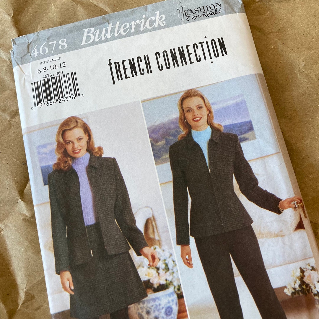 Vintage Butterick French Connection Sewing Pattern: 90s Suit, Skirt ...