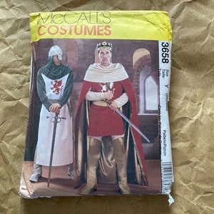 Retro McCall&#39;s Camelot Knights in Armor Kostüm / Fancy Dress Herren Schnittmuster #3658 Größe Y Small - Medium © 2002