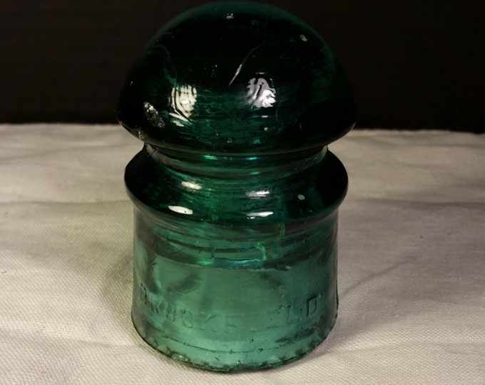 Brookfield New York Blue Green Glass Insulator Vintage Aqua Pony