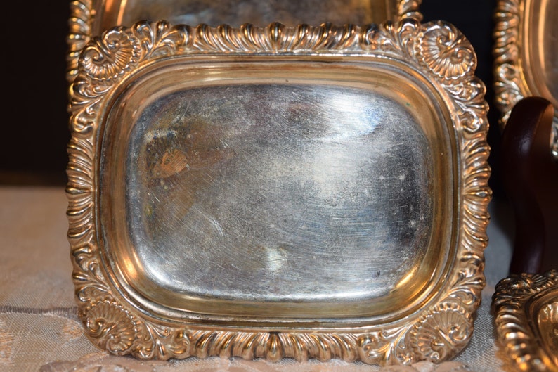 Miniature Silver Plated Trays Made in England Vintage Silver Plated Over Copper Butter Pat Dishes EP Copper Set of 4 English Butter Pads