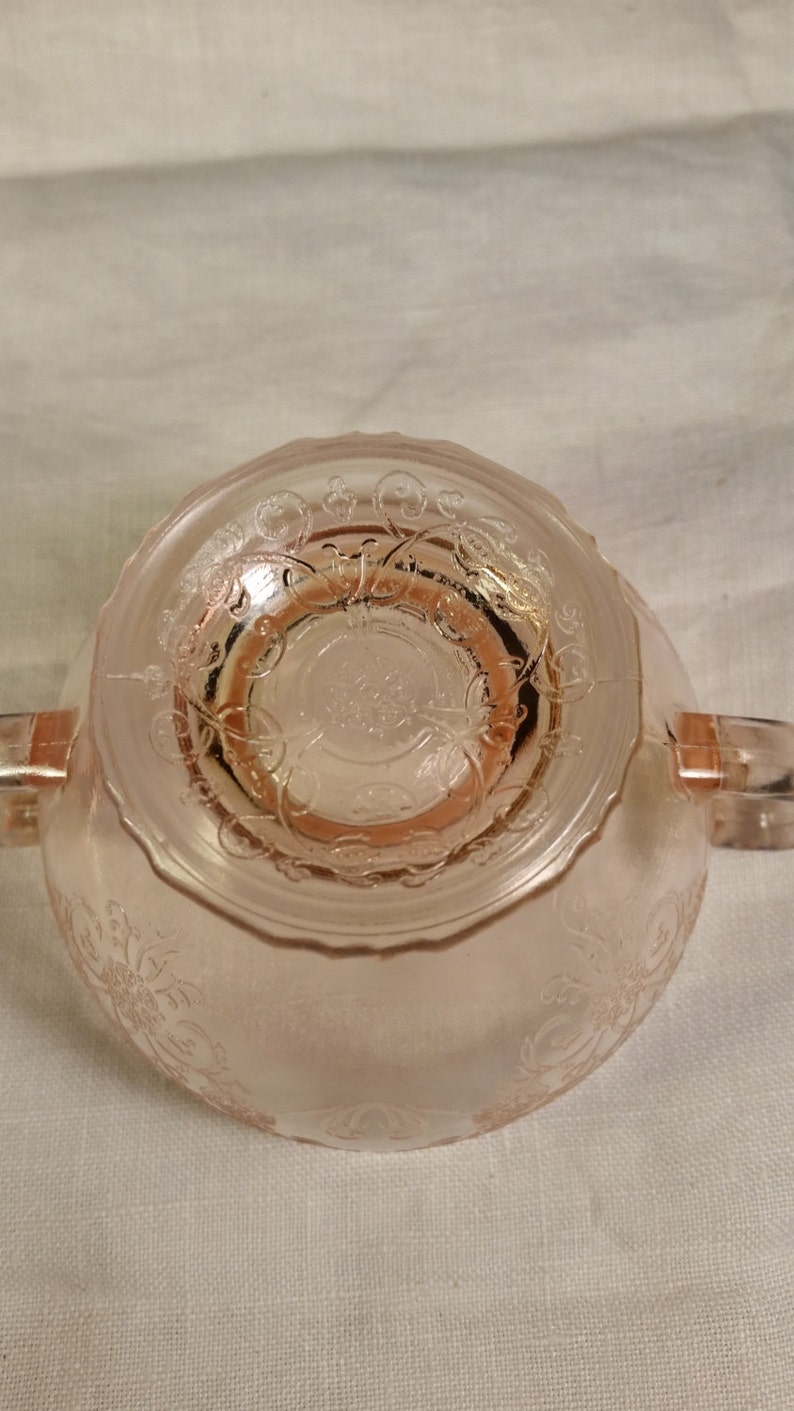 Hazel Atlas Florentine Poppy Pink Depression Glass Sugar Bowl Etsy