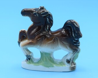 Ceramic Miniature Horse Figurine Vintage Japan Porcelain Mini Horse Figure Shadowbox Decor Vanity Dresser Decor Free Shipping