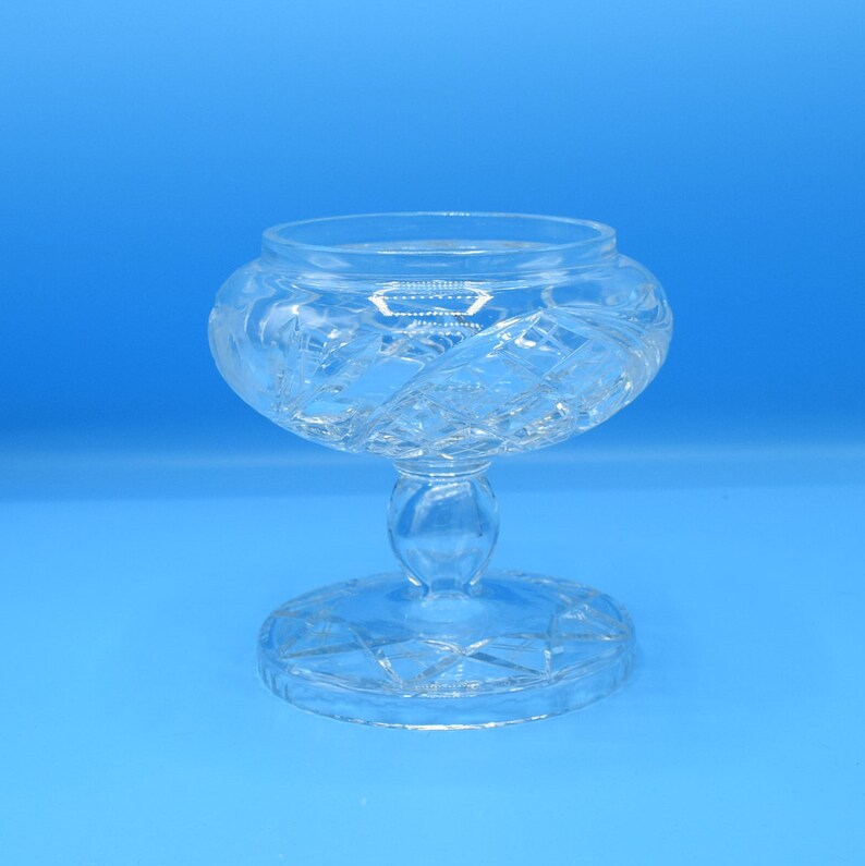 Crystal Cut Footed Glass Rose Bowl Vintage Large Crystal Bowl Etsy UK
