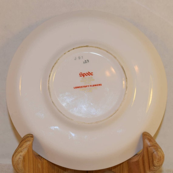 Spode Lowestoft Flowers Cup Saucer Pair Vintage 2 Flat Cups Etsy