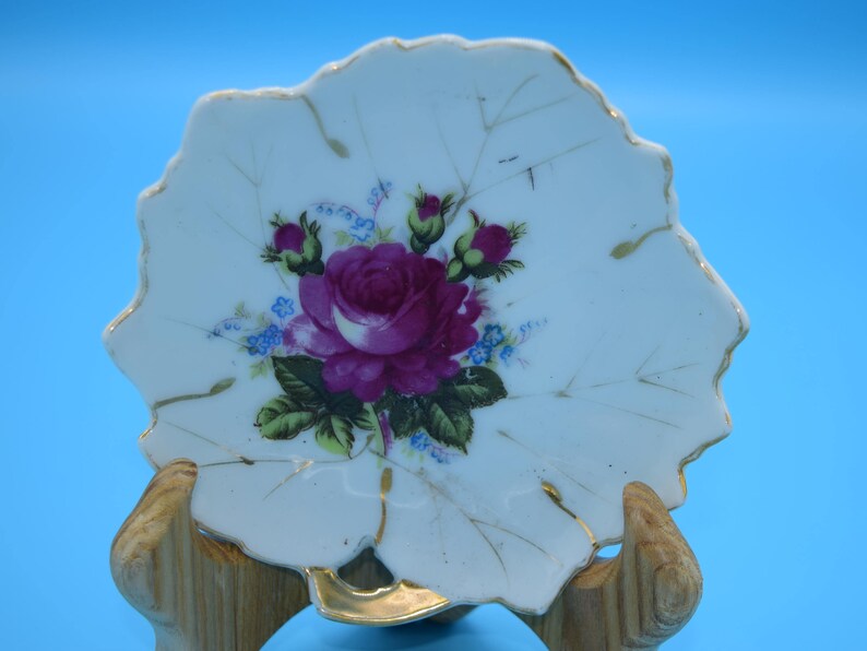 Japan Rose Snack Plates Set of 2 Vintage Leaf Shaped Bon Bon Etsy