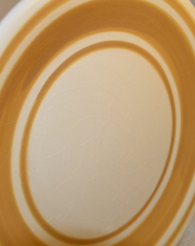 Keramos Italian Salad Plate Set of 4 Vintage Handmade in Italy Lunch Plates Yellow Trim Hostess Gift Housewarming Gift Wedding Gift