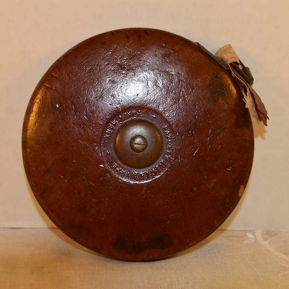 Rigida Cloth Measuring Tape Vintage Rabone Leather Case Brass Wind
