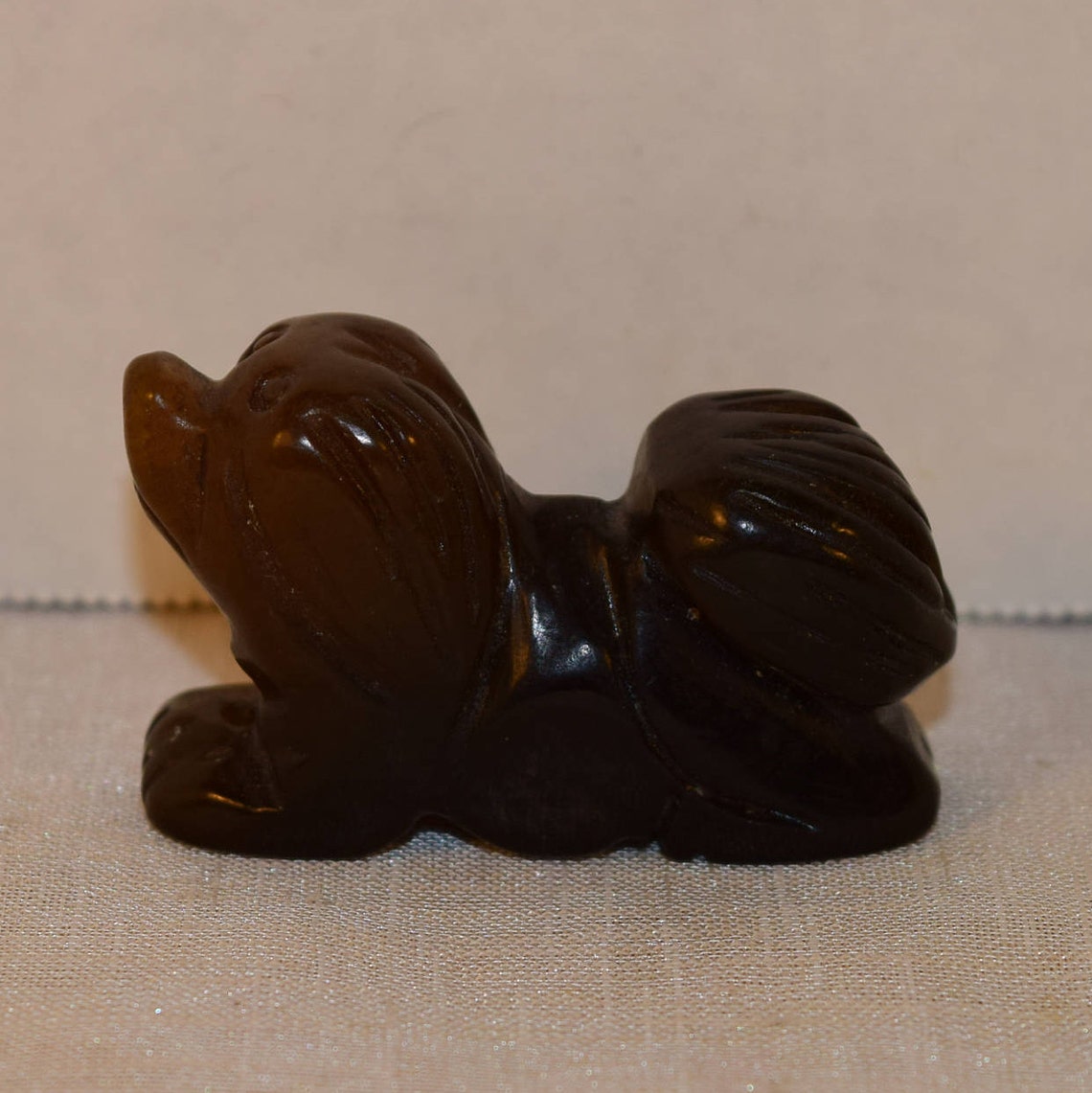 Carved Jade Pekingese Figurine Vintage Hand Carved Dark Stone Dog ...