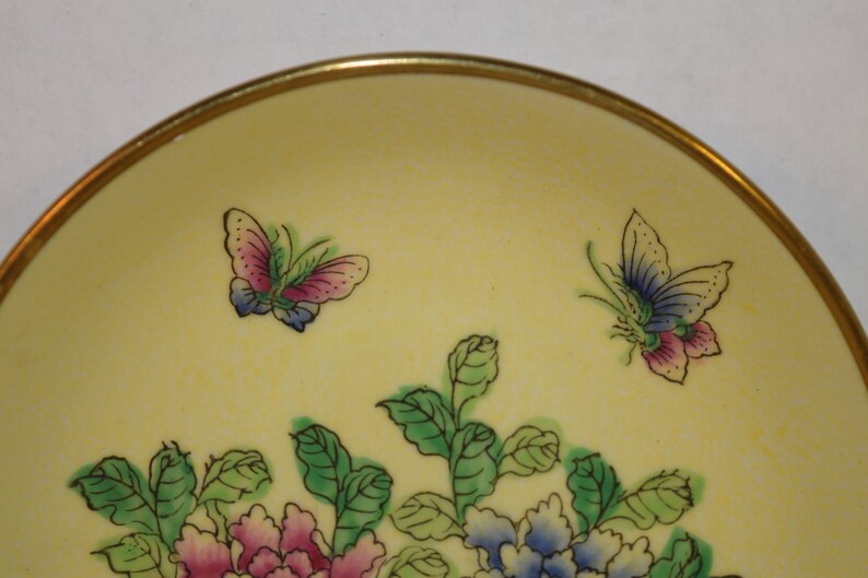 Japanese Shallow Brass Bowl Vintage Hand Painted in Hong Kong Etsy