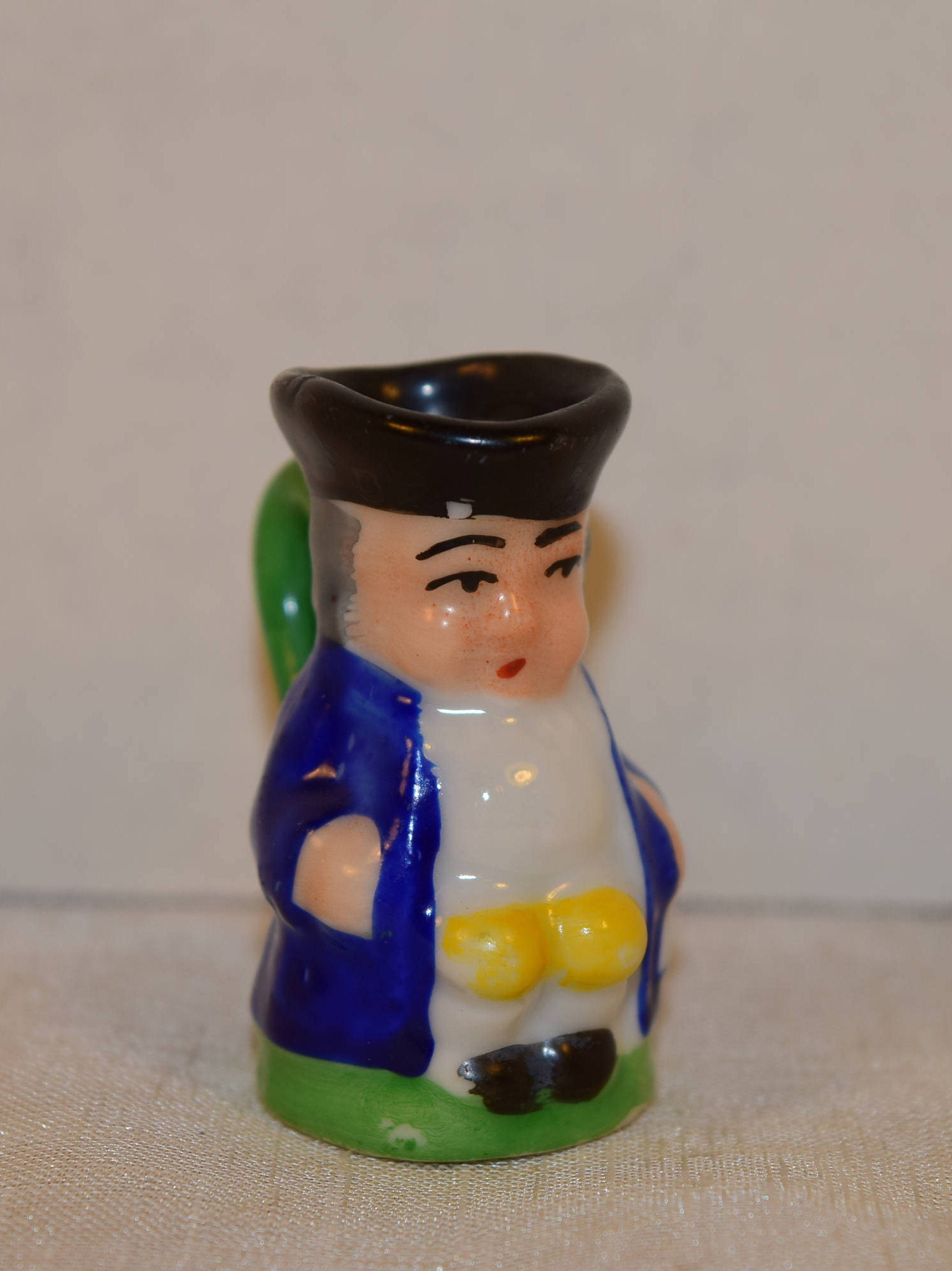 Miniature Toby Pitcher Vintage Blue Colonial Man Mini Creamer Tiny