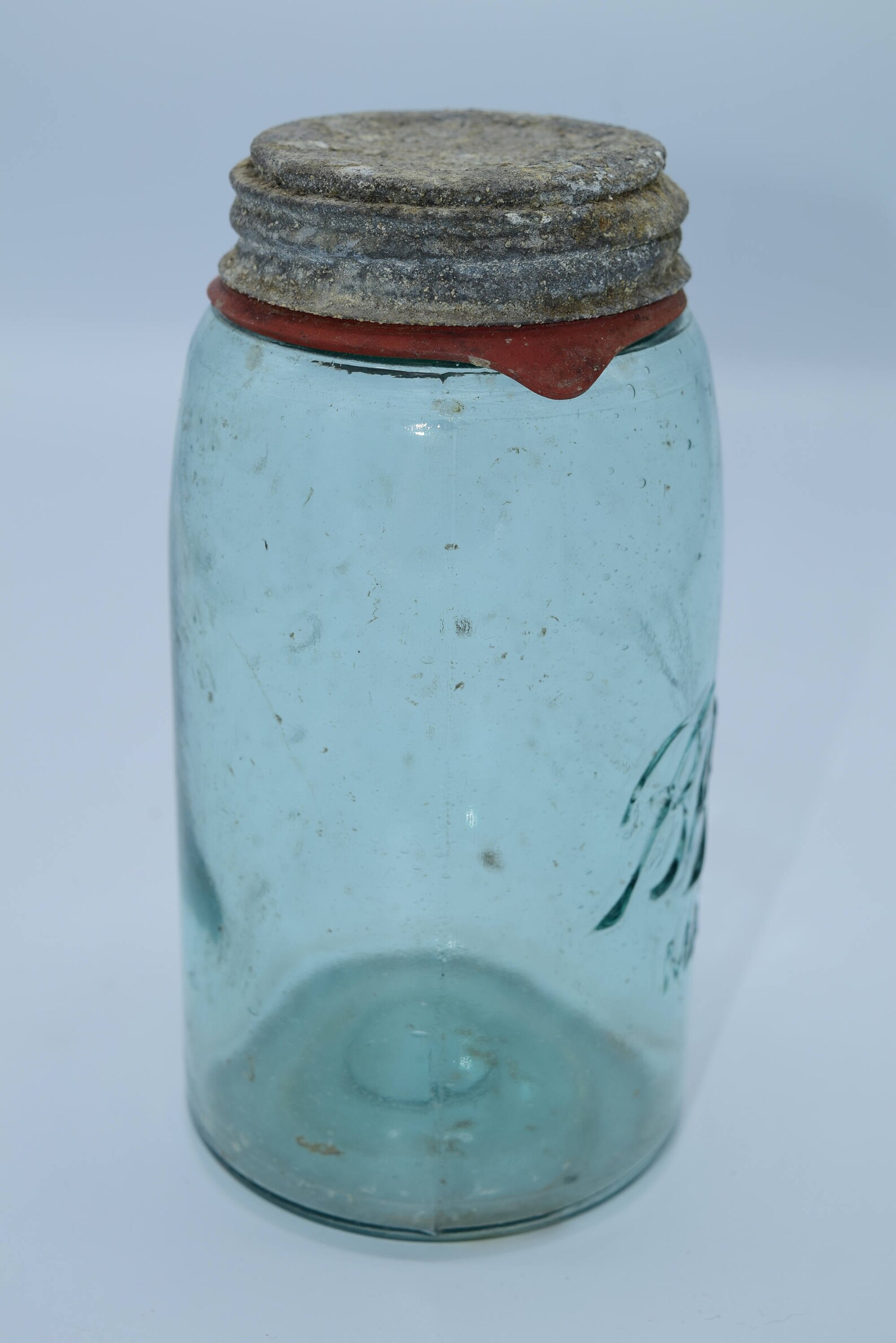 Ball Mason Jar Zinc Lid Vintage Quart Jar Triplel Blue Etsy