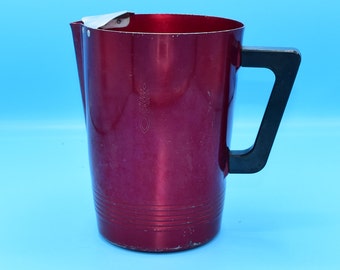 Regal Ware Red Aluminum Pitcher Vintage Regalware Supreme Red Anodized Aluminum Pitcher Pineapple Design Black Bakelite Handle Ice Lip