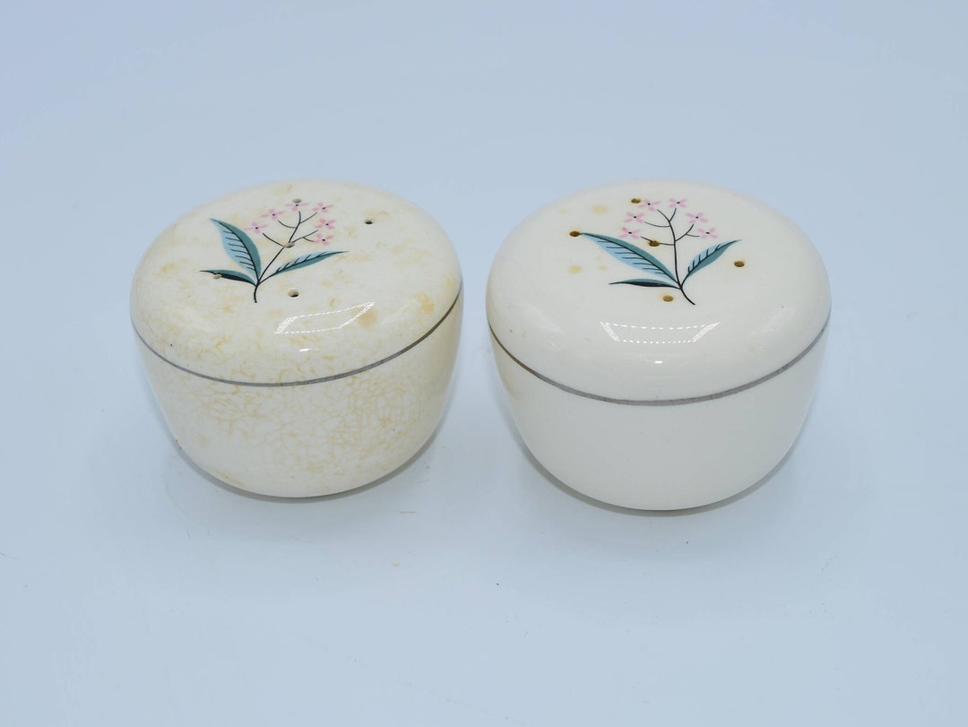 Floral Round Salt Pepper Shakers Vintage S&P Shakers Cork - Etsy