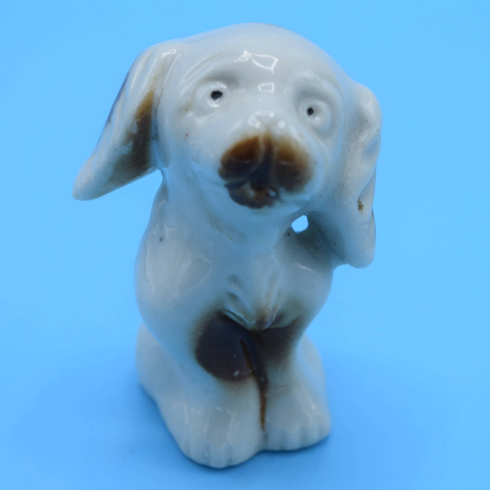 Miniature Japan Dog Figurine Vintage Ceramic Brown Spotted Dog Etsy