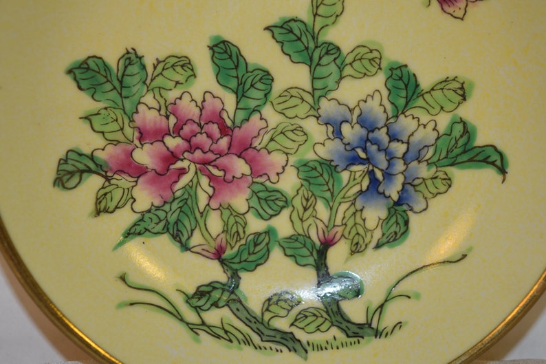 Japanese Shallow Brass Bowl Vintage Hand Painted in Hong Kong Etsy