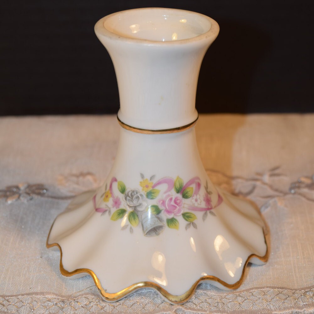 Lefton Wedding Bell Porcelain Candle Holder Vintage Japan Gold Etsy