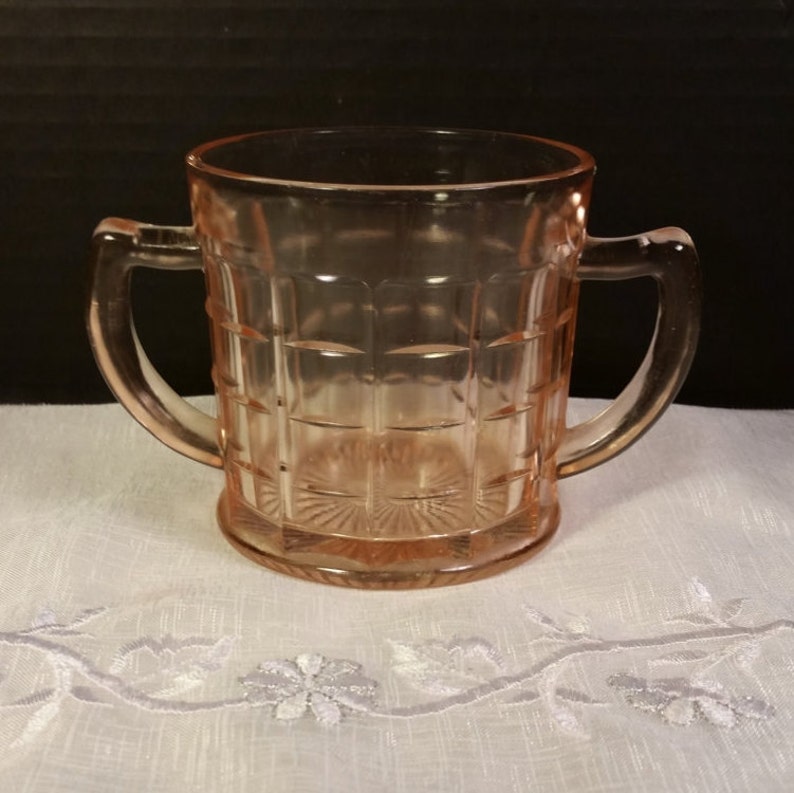 Anchor Hocking Pink Depression Block Optic Sugar Bowl Vintage Etsy
