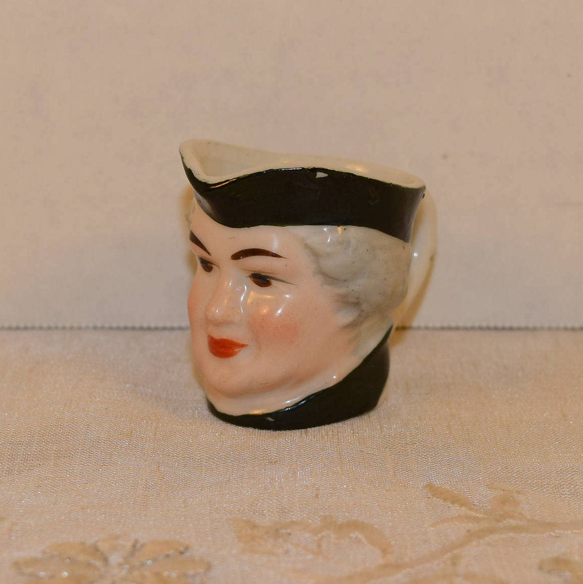 Miniature Toby Pitcher Vintage Colonial Man Head Jug Made In Japan Tiny Toby Character Mug Colonial Face Pitcher Toby Collectible Miniature Toby Pitcher Vintage Colonial Man Head Jug Made In Japan Tiny Toby Character Mug Colonial Face Pitcher Toby Collectible