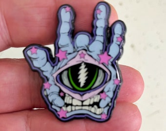 Crazy Fingers 2024 Hatpin. Zombie Variant. 1.75” Double Posted, Glow. Numbered from just 25 pieces. Garcia inspired.