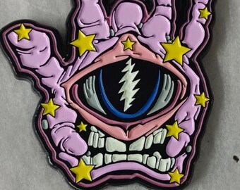 Crazy Fingers 2024 Hatpin. Pink Tulip Variant. 1.75” Double Posted, Glow. Numbered from just 25 pieces. Garcia inspired.