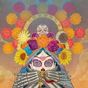 Day of the Dead, Dia de Muertos, sugar skulls, la catrina, calaveras, digital print signed by artist