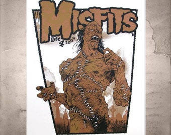 The MISFITS Live in Miami Florida "Frankenstein" Gig Poster, Limited Edition Signed by Artist Omar Angulo (Danzig, Samhain, Fiend Club)