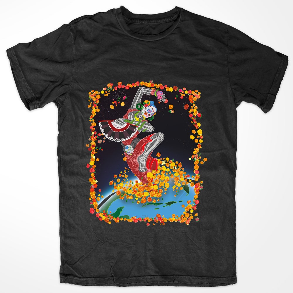 Snorider Design Day Of The Dead Full Color Tshirt, Dia De Los Muertos, Sugar Skull, Calavera, Duende For The Dead Full Color Shirt