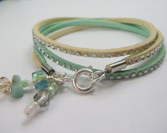 Leren wikkelarmband, leren stapelarmband gelaagdheid, leren bedelarmband, boho leren wikkelarmband