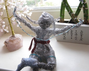 Wirework Figurine Good Luck Fairy, Lucky Sixpence Gift, Good Luck Charm, Wire Garden Elf