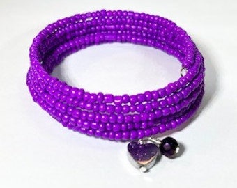 Purple BTS Bracelet, Purple Wrap Bracelet, Kpop BTS Army Bracelet