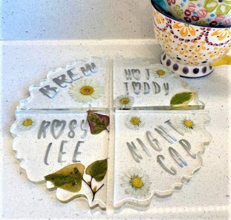 Tea Cup Coasters Resin Coasters Set Coffee Table Drinks Etsy