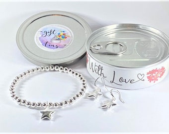 With Love Gift For Her UK, Happy Birthday Gift UK, Birthday Jewellery in a Tin, Silver Jewellery Sets UK, Thinking of You Gift For Her