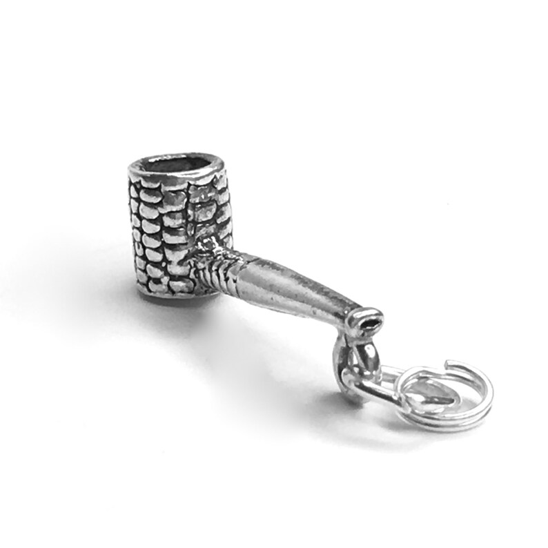 .925 3D Silver Charm for Bracelet or Pendant Corn Cobb Pipe Sterling