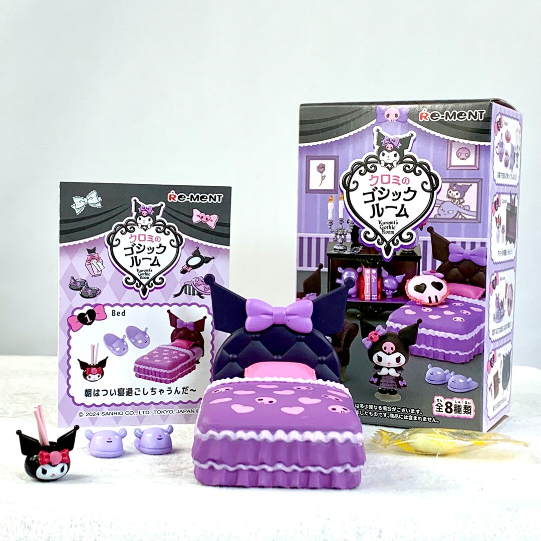 2024 Re-ment Kuromi's Gothic Room Blind Box 1 Bed Dollhouse Miniatures ...
